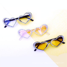 Hot Sale Cute Young Ladies Pink Sunglasses Handmade Rhinestone Sunglasses Heart